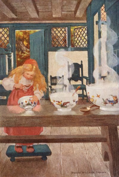Ricitos de oro o los tres osos (litografía en color) de Jessie Willcox Smith