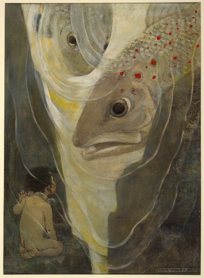 ¡Oh, no me hagas daño! gritó Tom. Sólo quiero mirarte; eres tan guapo, de The Water Babies de Charles Kingsley, pub. 1916 (litografía en color) de Jessie Willcox Smith