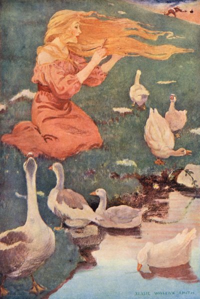 The Goose-Girl (litografía en color) de Jessie Willcox Smith