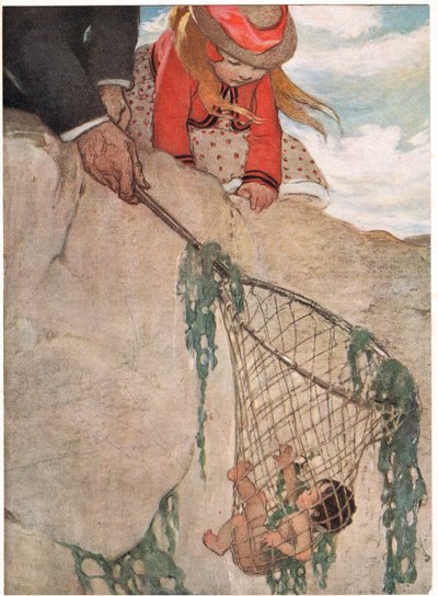 Tom enredado en la red de pesca, ilustración de 