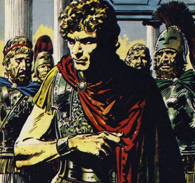 Alejandro era un tirano que sobornaba o mataba a los que se le oponían (litografía en color) de Jesus Blasco