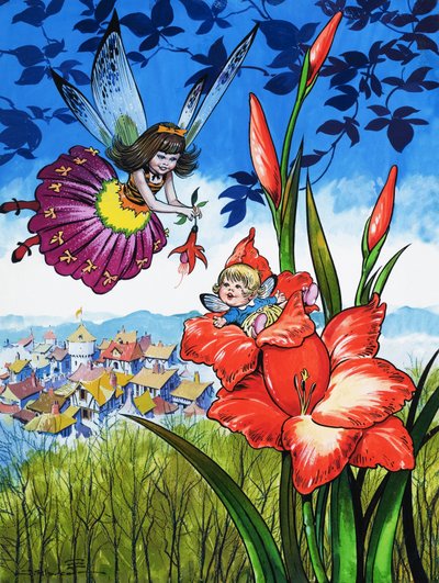 Hada bebé en una flor de Jesus Blasco