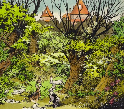 Castillo de cuento de hadas (gouache sobre papel) de Jesus Blasco