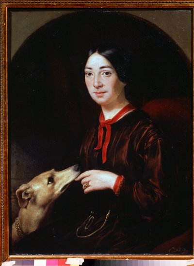 ""Retrato de la cantante y compositora Pauline Viardot (1821-1910)"" Pintura de Eugene Pluchart (1809-1880) hacia 1853 Museo Tropinine (Tropinin), Moscú de Jewgenij Alexandrowitsch Pluchart