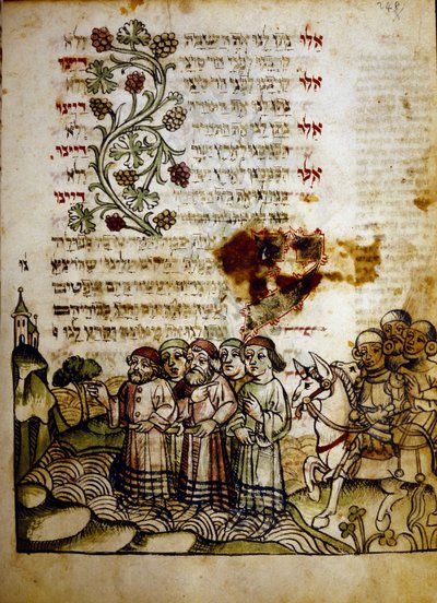 Paso del Mar Rojo, de un Majzor del siglo XV de Jewish School