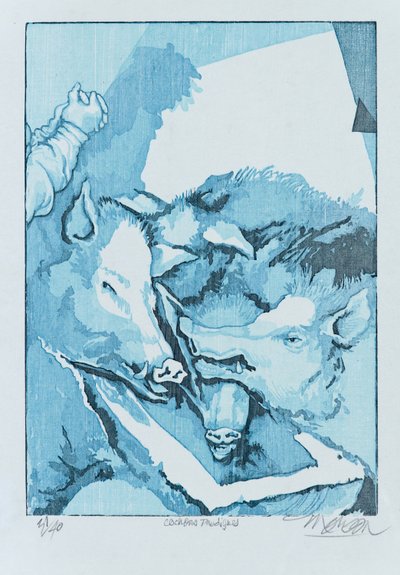 Cerdos pródigos, 2015 (xilografía) de Jim Monson