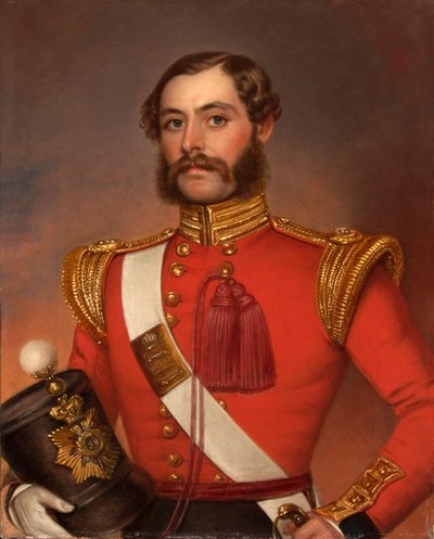 Teniente William Munro, 39º (Dorsetshire) Regimiento de a pie, c.1844 (óleo sobre lienzo) de Jivan Ram