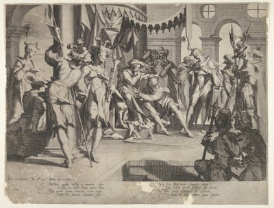 El juez Bias derramando lágrimas, lámina IX de Thronus Justitiæ de Joachim Anthonisz Wtewael