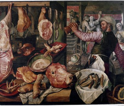 Carnicería. (Mercado de carne). Particular de Joachim Beuckelaer or Bueckelaer