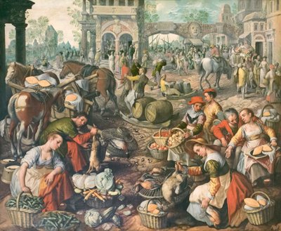 Plaza del mercado, Joachim Beuckelaer (óleo sobre lienzo) de Joachim Beuckelaer