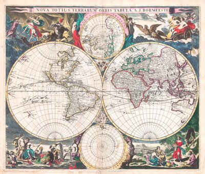 Mapa mundial de doble hemisferio antiguo de Joachim Bormeester