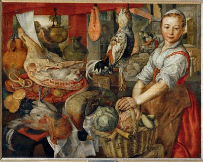 Interior de cocina ... de Joachim Bueckelaer
