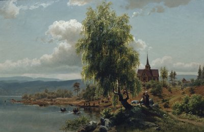 Iglesia en el fiordo (óleo sobre lienzo) de Joachim Frich