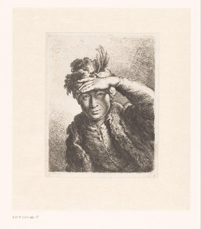 retrato, de, un, hombre, en, un, boina emplumada de Joachim Martin Falbe