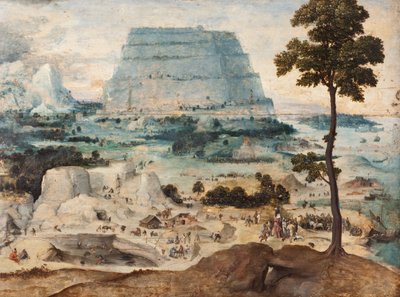La construcción de la Torre de Babel, c.1550 (óleo sobre tabla) de Joachim Patinir