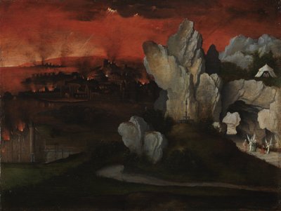 Paisaje con la Destrucción de Sodoma y Gomorra, c. 1520 de Joachim Patinir