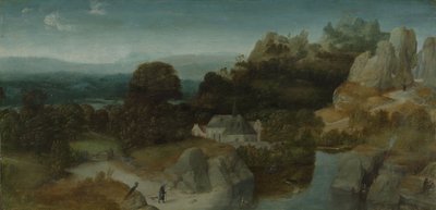 Paisaje con la tentación de San Antonio Abad, c.1510 (óleo sobre tabla) de Joachim Patinir