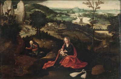 El descanso en la huida a Egipto (óleo sobre tabla) de Joachim Patinir