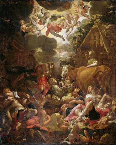 Anunciación a los pastores de Joachim Wtewael or Utewael