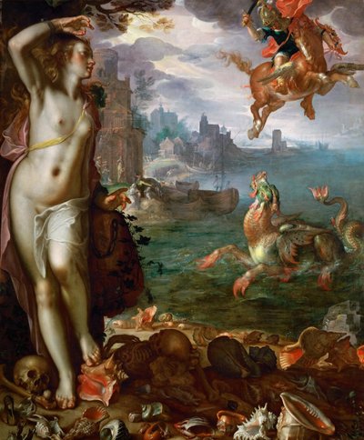 Perseo liberando a Andrómeda de Joachim Wtewael or Utewael