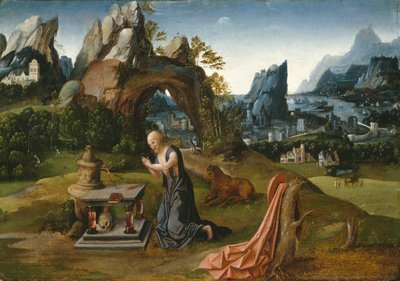 San Jerónimo rezando en un paisaje, 1525-50 de Joachim follower of Patenier or Patinir