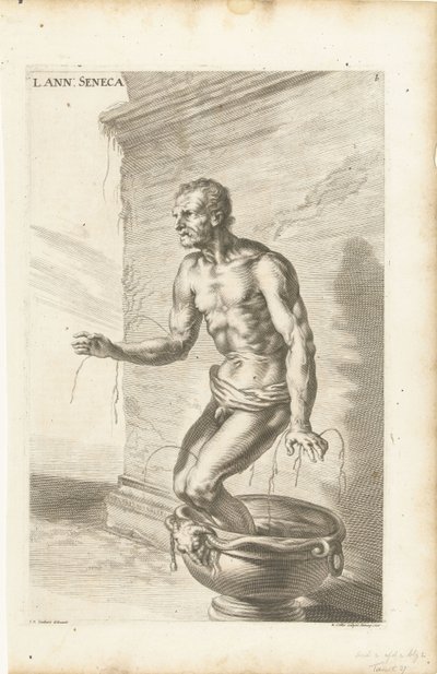 Séneca, grabado por Richard Collin de Joachim von (after) Sandrart