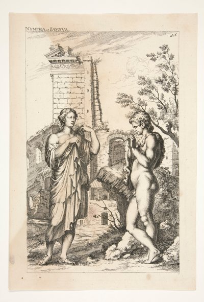 Diane de Gabies y un fauno, de Admired Ancient Sculptures de Joachim von Sandrart