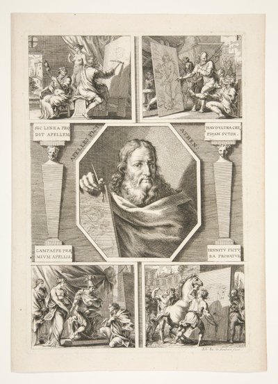 Retrato de Apeles y cuatro escenas de la vida de Apeles de Joachim von Sandrart