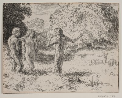 Adán y Eva tentados por la serpiente de Joakim Frederik Skovgaard