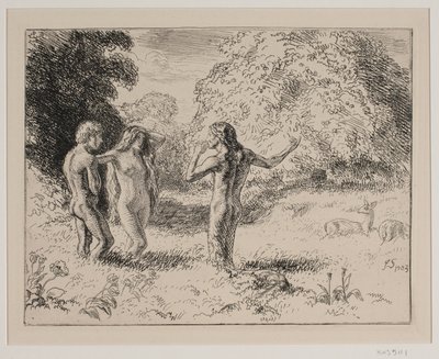 Adán y Eva tentados por la serpiente de Joakim Frederik Skovgaard
