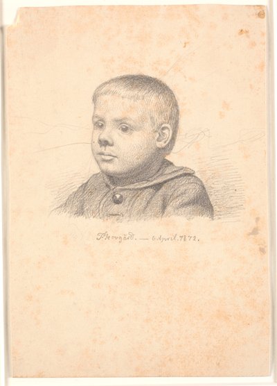 Retrato de niño, perfil de 3/4 hacia la izquierda de Joakim Frederik Skovgaard