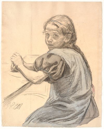 Georgia Skovgaard sentada en una mesa de Joakim Frederik Skovgaard