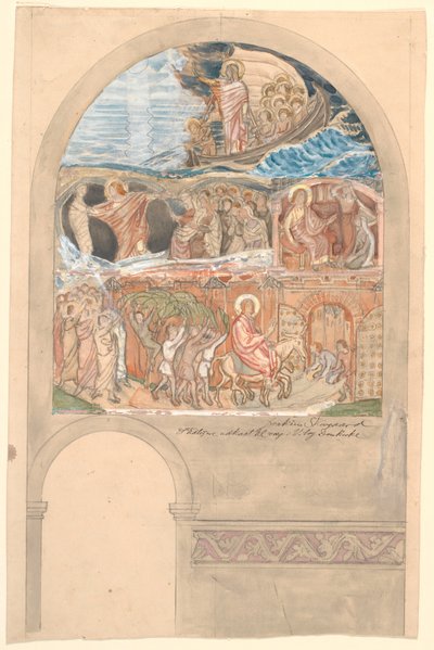 Boceto temprano no utilizado para la pared oeste del brazo norte de la catedral de Viborg de Joakim Frederik Skovgaard