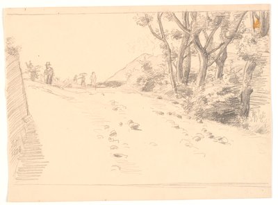 Paisaje italiano con un camino, a la derecha árboles de Joakim Frederik Skovgaard