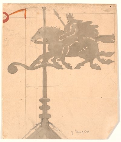 Odín en Sleipnir. Veleta en la escuela superior de Vallekilde de Joakim Frederik Skovgaard