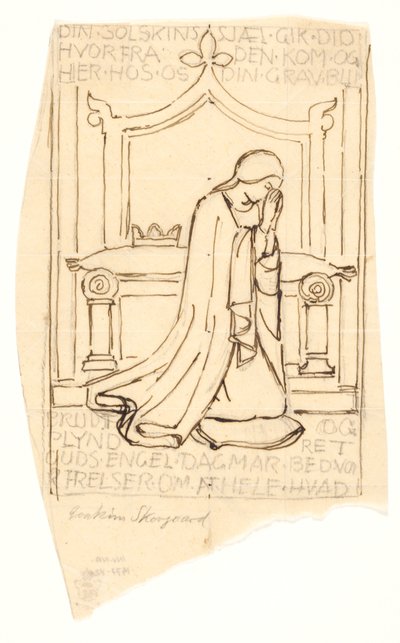 Boceto para el fresco de la Reina Dagmar en la iglesia de St. Bendts en Ringsted de Joakim Frederik Skovgaard