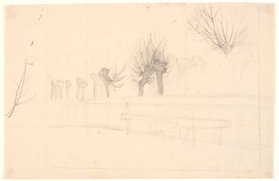 Álamos podados a lo largo de un arroyo de Joakim Frederik Skovgaard