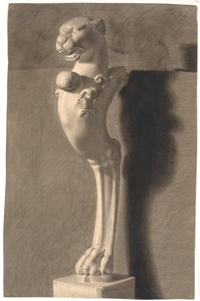 Dibujo después de yeso. Copia de escultura antigua (?) Ornamento con cabeza y pie de león de Joakim Frederik Skovgaard