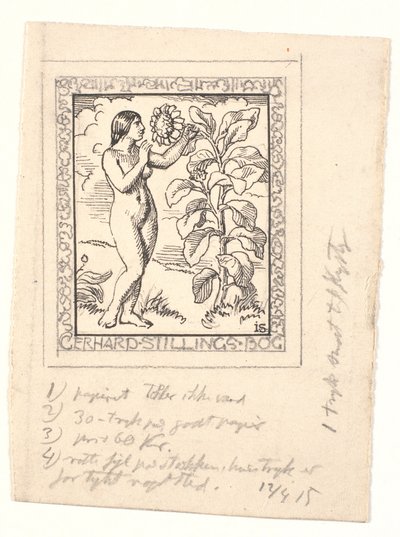 Boceto de exlibris para Gerhard Stilling de Joakim Frederik Skovgaard