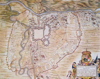 Plano de la Ciudadela de Turín durante el asedio de 1640 (litografía en color) de Joan (after) Blaeu