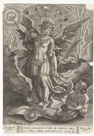 San Miguel persigue al ángel rebelde del cielo de Joan Berwinckel
