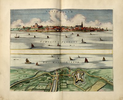 121.1 Fecha de la Atlantes Neerlandici de Koeman de la lista de burgomaestres elegidos en 1652 en el texto sobre Delft. Disponible también en el sitio web de la Biblioteca del Congreso como imagen rasterizada. Portada grabada con título impreso pegado. Cop de Joan Blaeu