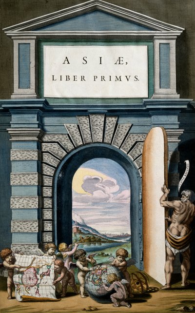 Asia, Libro I, página de título del Volumen X, Atlas Maior, por Joan Blaeu (1596-1673) de Joan Blaeu