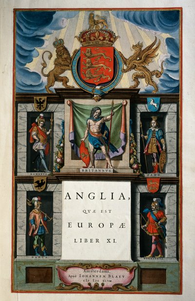 East Anglia quae Europae (Inglaterra), Libro XI, página del título del Volumen V, Atlas Maior de Joan Blaeu