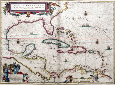 Golfo de México y Caribe, del "Atlas de las Américas" de Blaeu de Joan Blaeu