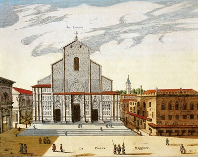 Italia, Bolonia, Catedral de San Petronio en Venecia, impresión de Joan Blaeu