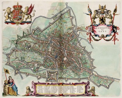Mapa de Gante, Bélgica; del Atlas de Loon de Joan Blaeu