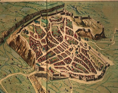 Mapa de Acquapendente del Theatrum civitatum et admirandorum Italiae por Joan Blaeu, grabado de Joan Blaeu