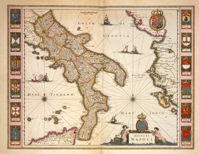 Mapa de la región de Calabria de Joan Blaeu