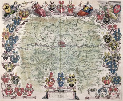 Mapa de Frankfurt y el área circundante, de 